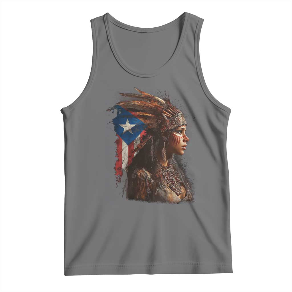 Puerto Rico Taino Warrior Woman Tank Top Boricua Pride TS10 Black Heather Print Your Wear