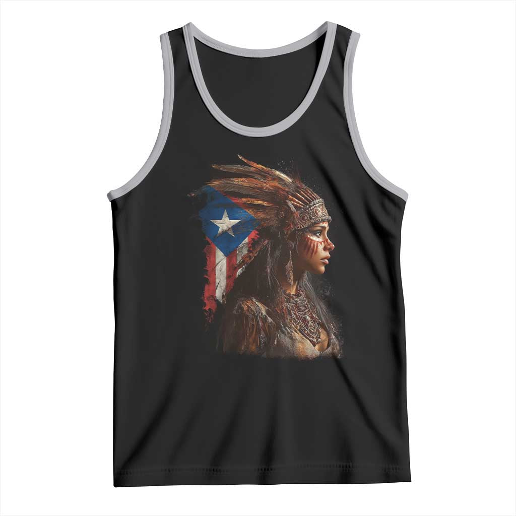 Puerto Rico Taino Warrior Woman Tank Top Boricua Pride TS10 Black Athletic Heather Print Your Wear