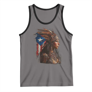 Puerto Rico Taino Warrior Woman Tank Top Boricua Pride TS10 Deep Heather Black Print Your Wear