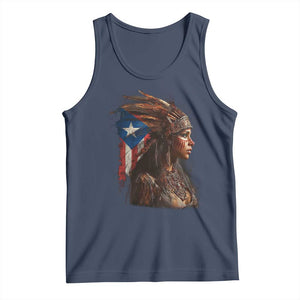 Puerto Rico Taino Warrior Woman Tank Top Boricua Pride TS10 Navy Print Your Wear