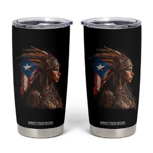 Puerto Rico Taino Warrior Woman Tumbler Cup Boricua Pride TS10 Black Print Your Wear