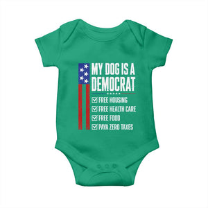 My Dog Is A Democrat Funny Political Satire Baby Onesie Patriotic Dog Lover Graphic Subtle FDT Humor TS10 Irish Green Print Your Wear