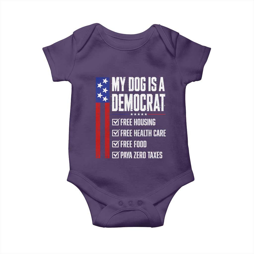 My Dog Is A Democrat Funny Political Satire Baby Onesie Patriotic Dog Lover Graphic Subtle FDT Humor TS10 Purple Print Your Wear