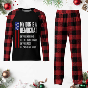 My Dog Is A Democrat Funny Political Satire Plaid Pajama Set Patriotic Dog Lover Graphic Subtle FDT Humor TS10 Buffalo Plaid Print Your Wear