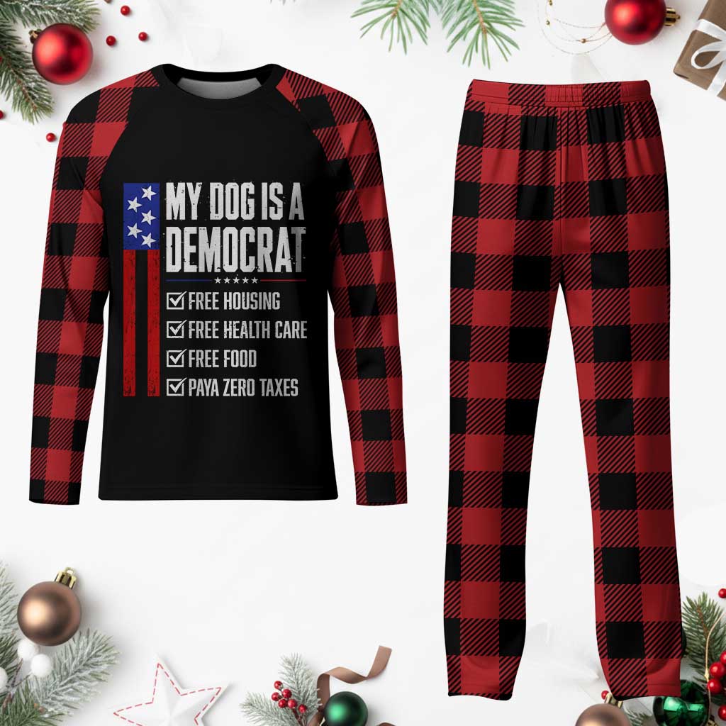 My Dog Is A Democrat Funny Political Satire Plaid Pajama Set Patriotic Dog Lover Graphic Subtle FDT Humor TS10 Buffalo Plaid Print Your Wear