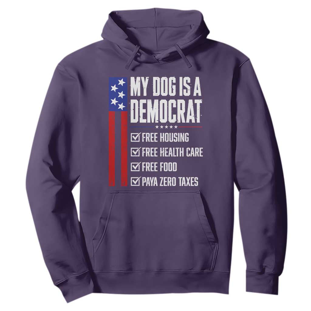 My Dog Is A Democrat Funny Political Satire Hoodie Patriotic Dog Lover Graphic Subtle FDT Humor TS10 S Purple Print Your Wear
