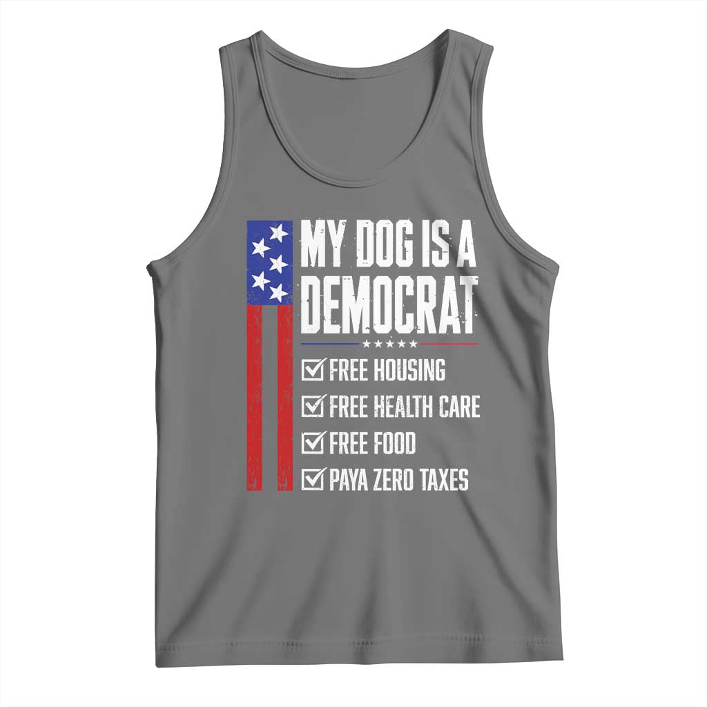 My Dog Is A Democrat Funny Political Satire Tank Top Patriotic Dog Lover Graphic Subtle FDT Humor TS10 Black Heather Print Your Wear