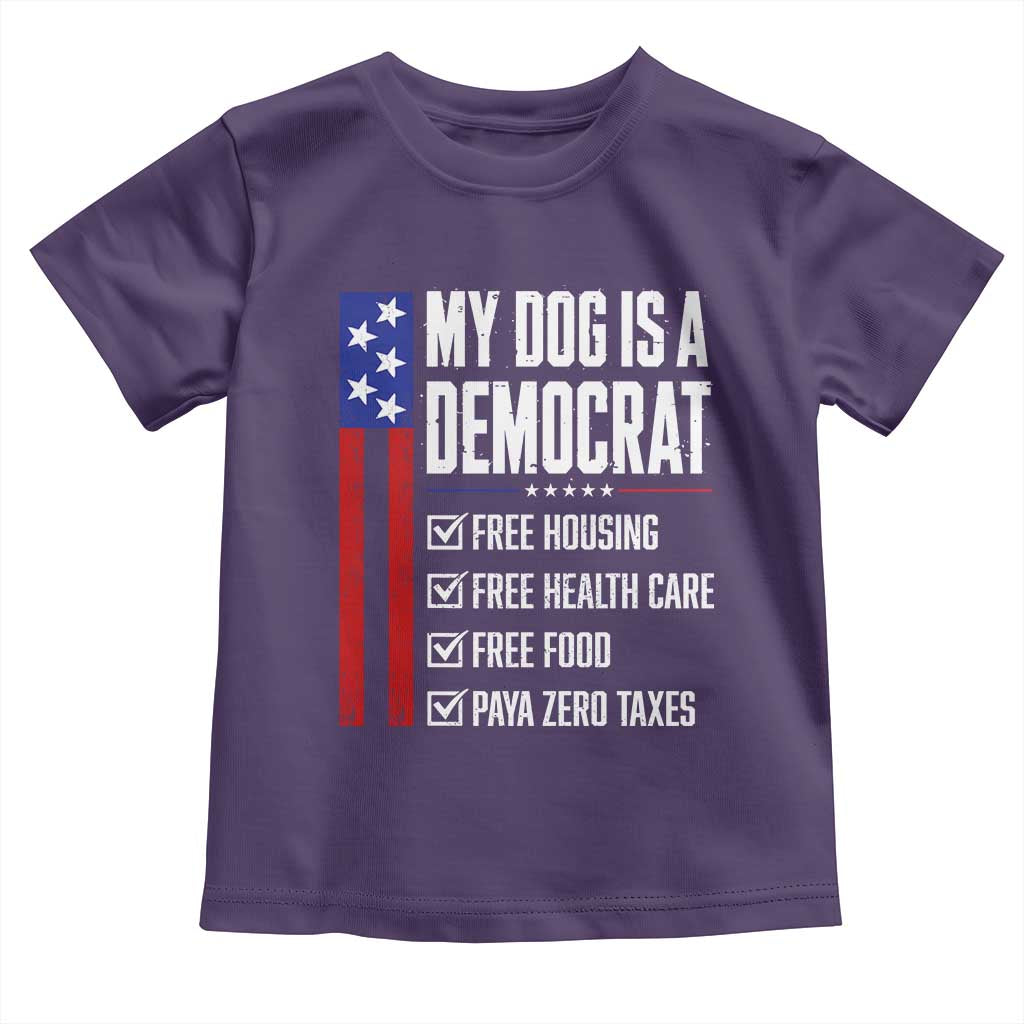 My Dog Is A Democrat Funny Political Satire Toddler T Shirt Patriotic Dog Lover Graphic Subtle FDT Humor TS10 Purple Print Your Wear