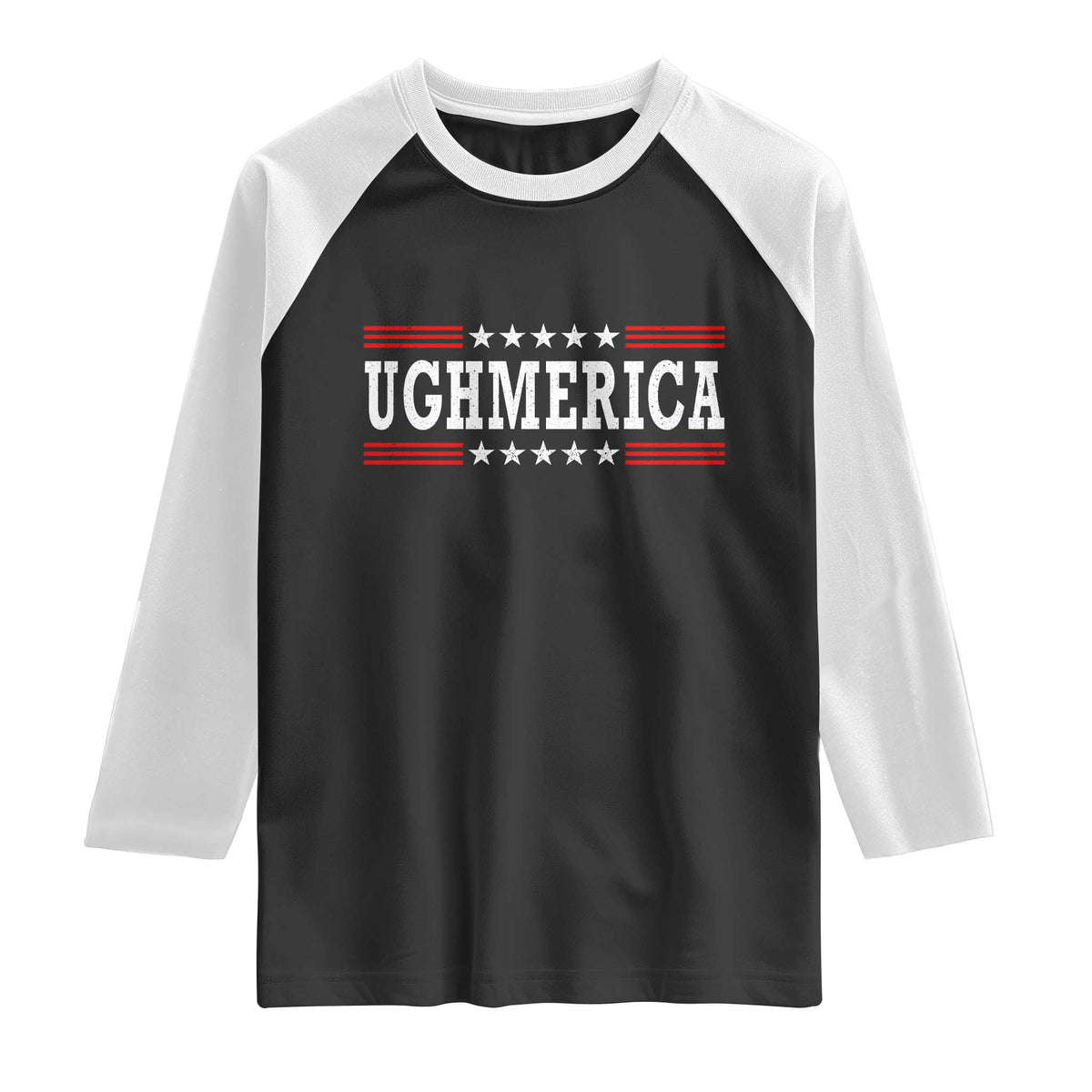 Ughmerica Anti 4th of July Raglan Shirt TS10 Black White Print Your Wear