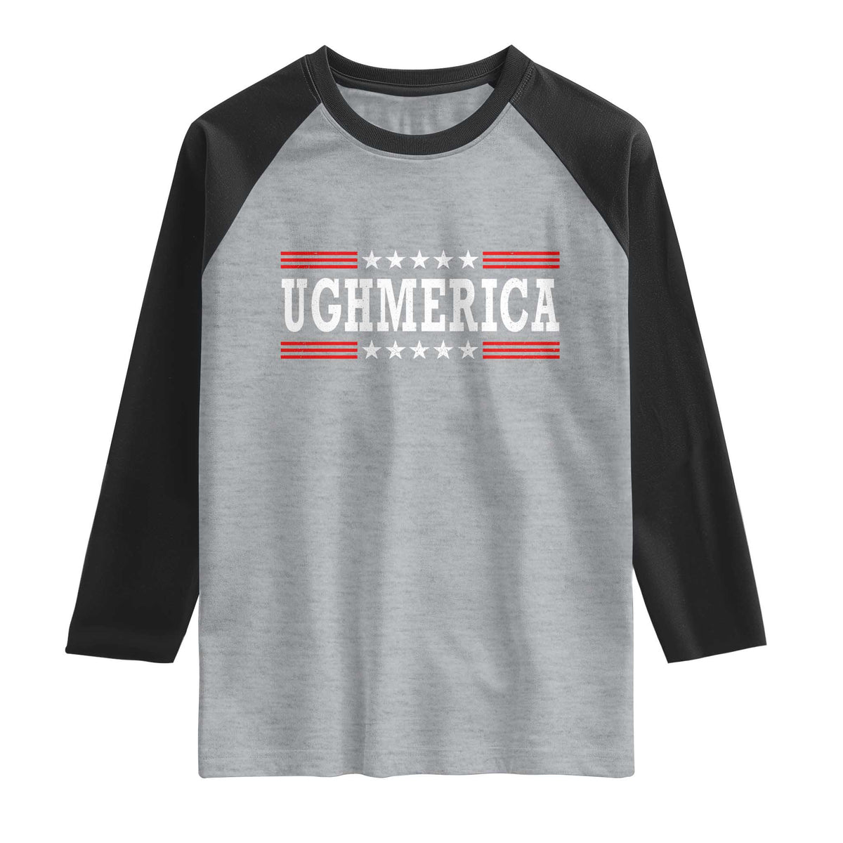 Ughmerica Anti 4th of July Raglan Shirt TS10 Heather Gray Black Print Your Wear