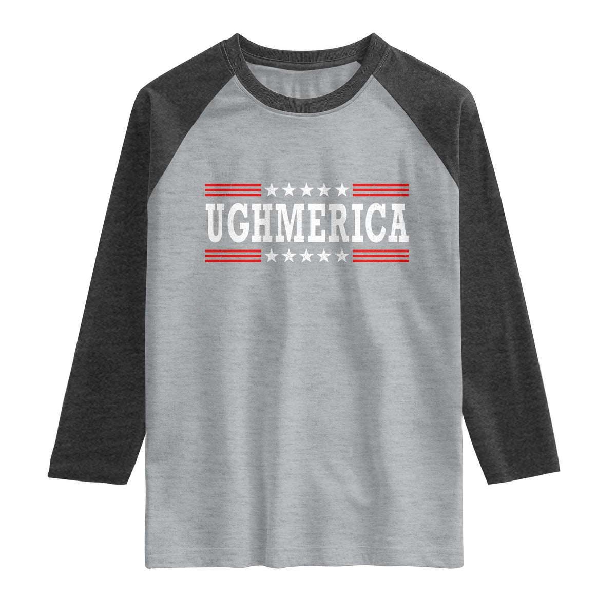Ughmerica Anti 4th of July Raglan Shirt TS10 Heather Gray Heather Charcoal Print Your Wear
