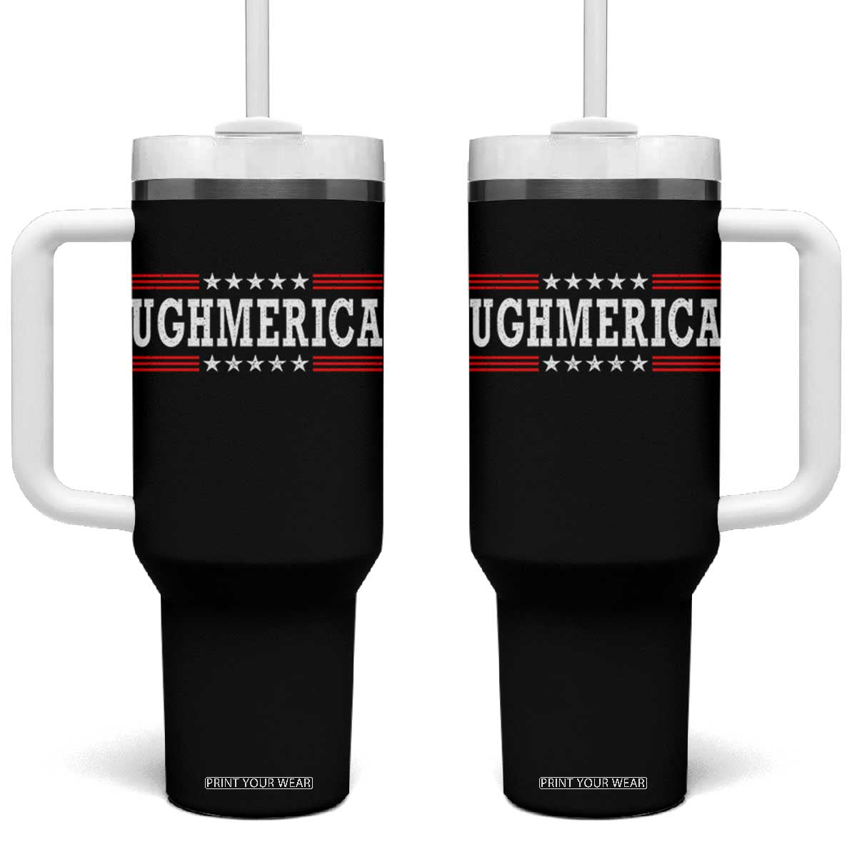 Ughmerica Anti 4th of July Tumbler With Handle TS10 One Size: 40 oz Black Print Your Wear