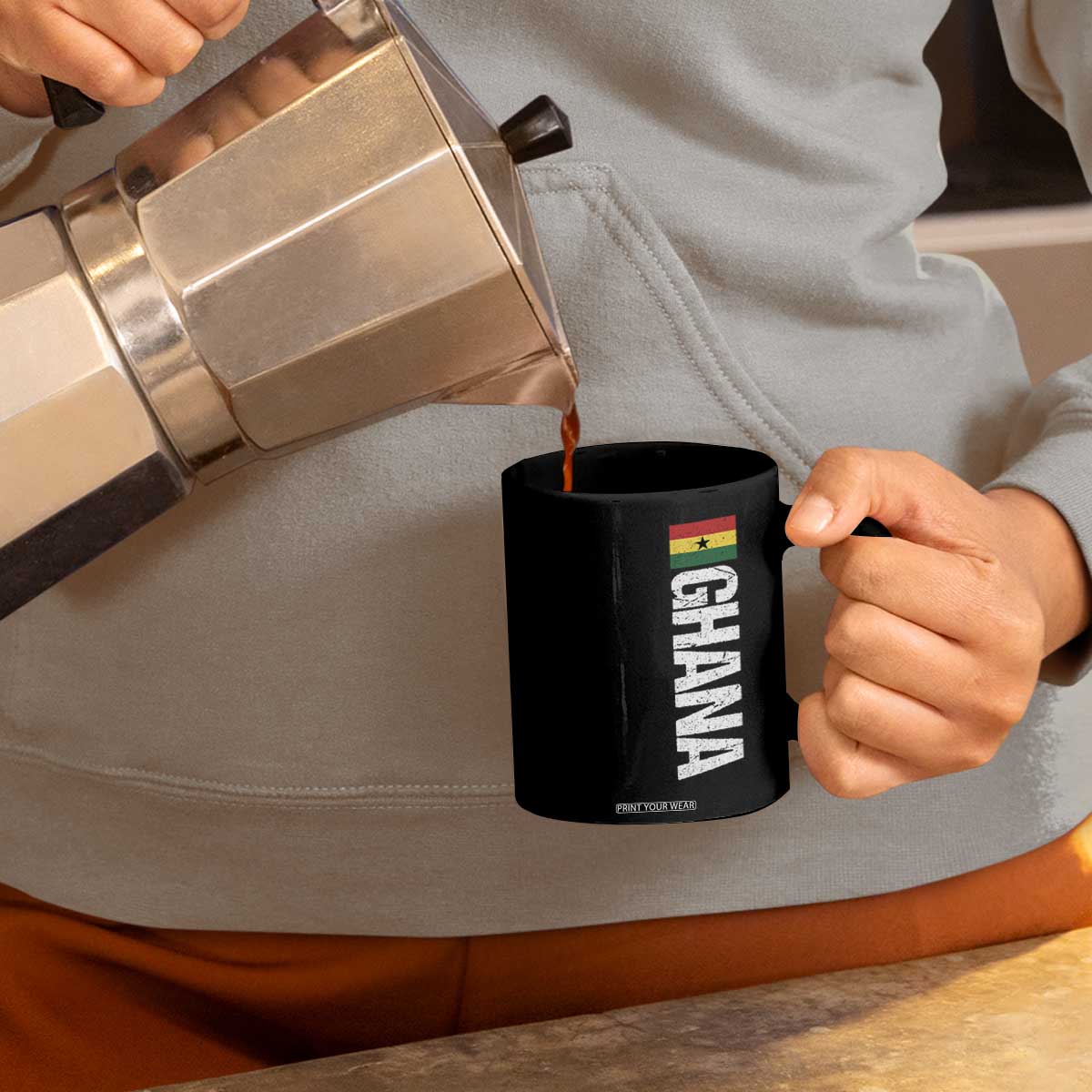 Distressed Ghana Flag Coffee Mug Vintage Ghanese Flag Africa Ghanaian Heritage