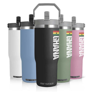 Distressed Ghana Flag Flip Straw Tumbler Vintage Ghanese Flag Africa Ghanaian Heritage