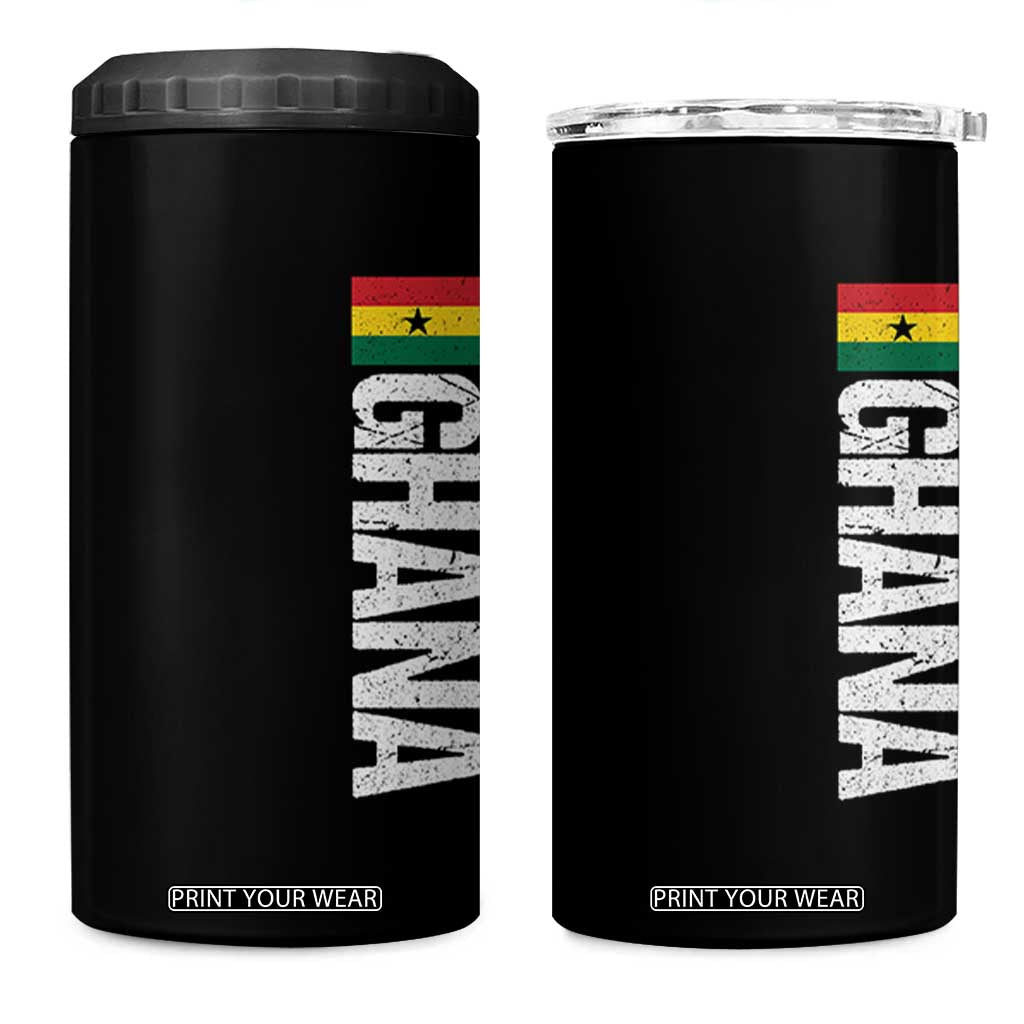 Distressed Ghana Flag 4 in 1 Can Cooler Tumbler Vintage Ghanese Flag Africa Ghanaian Heritage