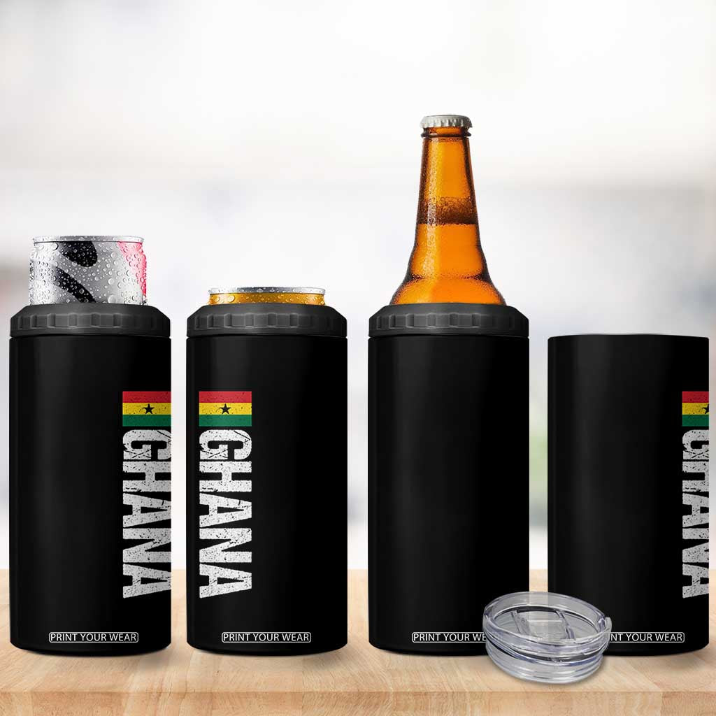 Distressed Ghana Flag 4 in 1 Can Cooler Tumbler Vintage Ghanese Flag Africa Ghanaian Heritage