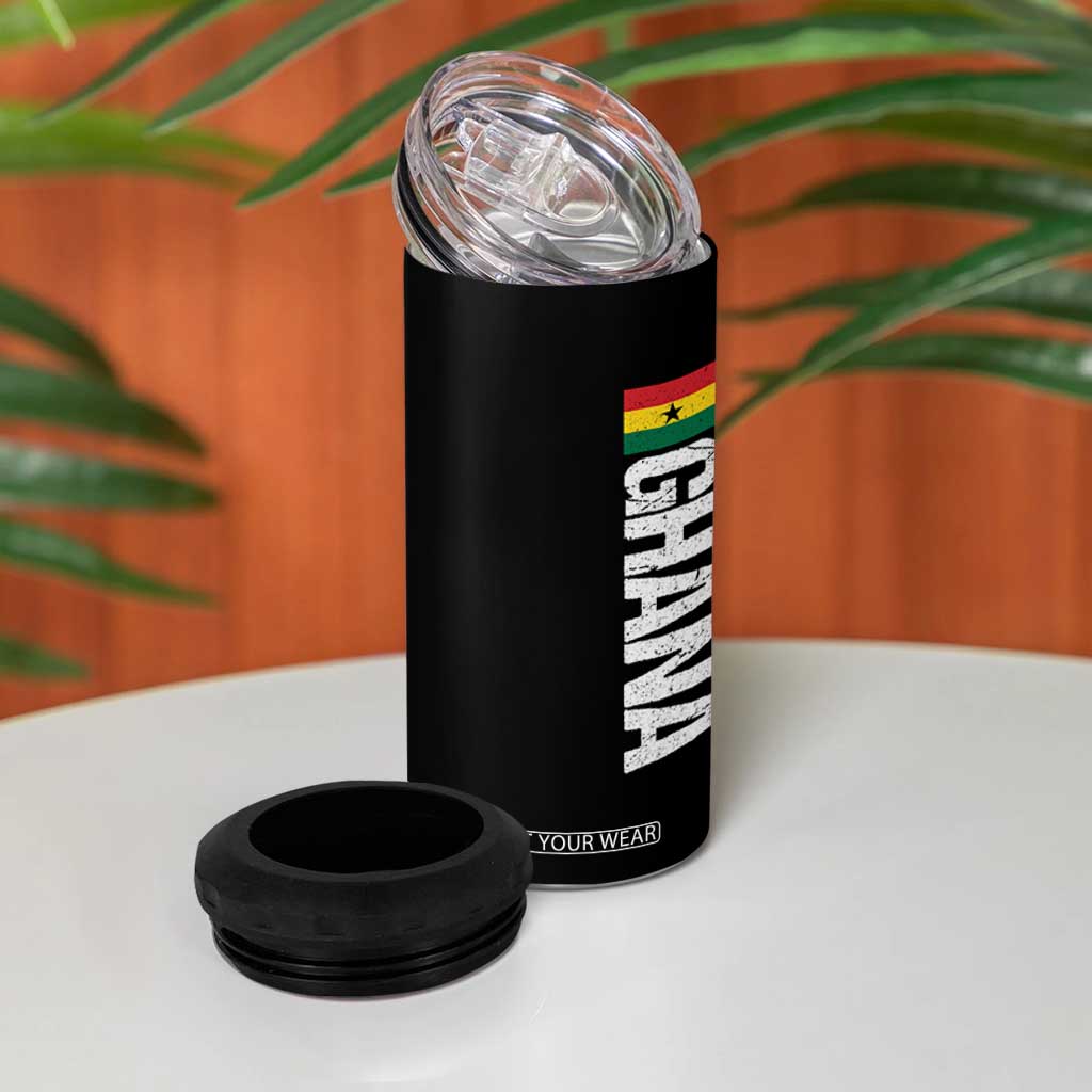 Distressed Ghana Flag 4 in 1 Can Cooler Tumbler Vintage Ghanese Flag Africa Ghanaian Heritage