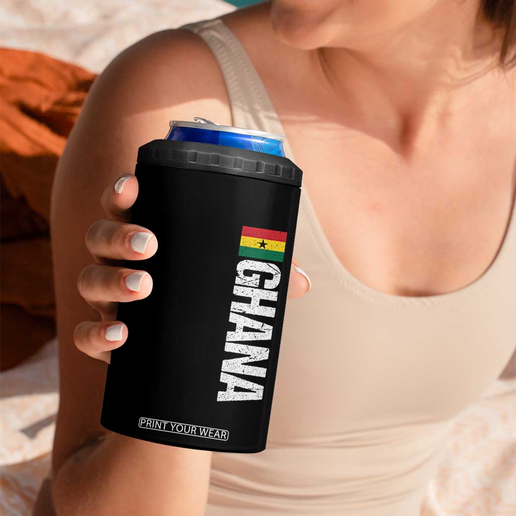 Distressed Ghana Flag 4 in 1 Can Cooler Tumbler Vintage Ghanese Flag Africa Ghanaian Heritage