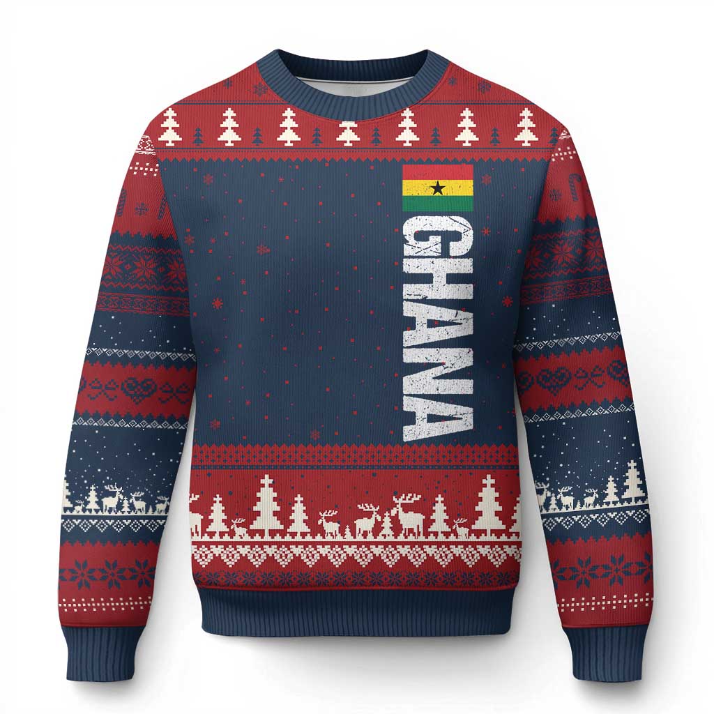 Distressed Ghana Flag Ugly Christmas Sweater Vintage Ghanese Flag Africa Ghanaian Heritage