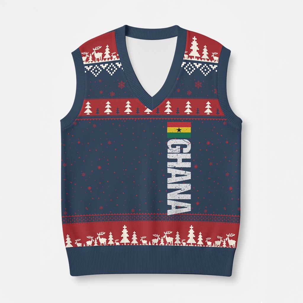 Distressed Ghana Flag V-Neck Knit Sweater Vest Vintage Ghanese Flag Africa Ghanaian Heritage