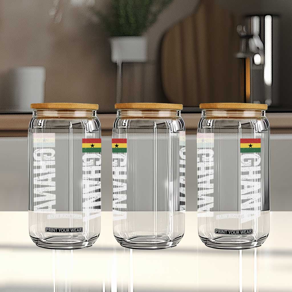 Distressed Ghana Flag Glass Can Vintage Ghanese Flag Africa Ghanaian Heritage