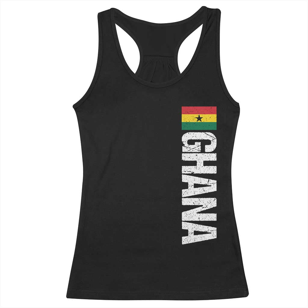 Distressed Ghana Flag Racerback Tank Top Vintage Ghanese Flag Africa Ghanaian Heritage TS10 Black Print Your Wear