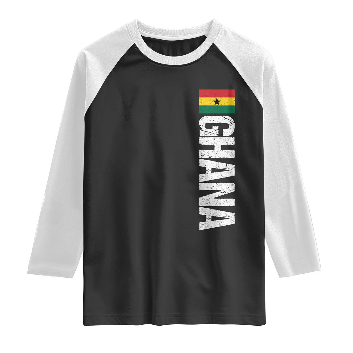 Distressed Ghana Flag Raglan Shirt Vintage Ghanese Flag Africa Ghanaian Heritage