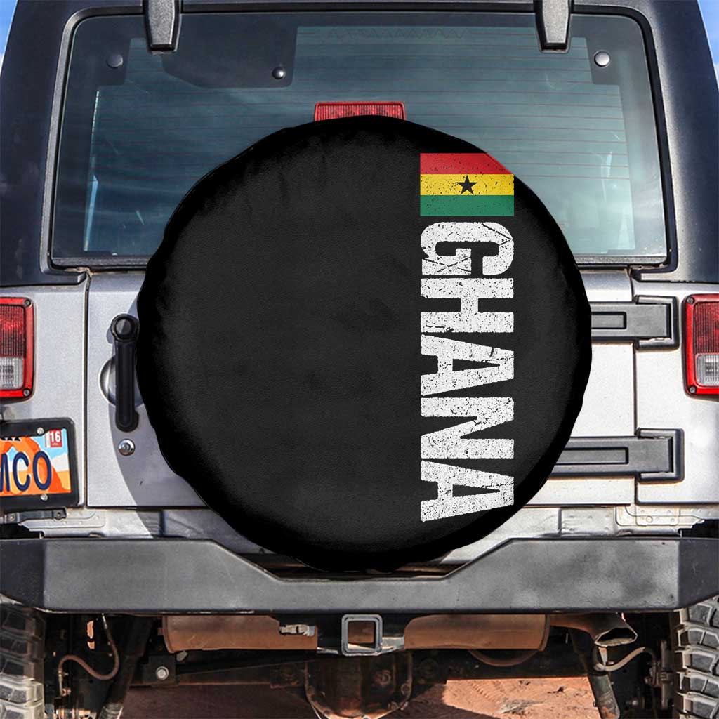 Distressed Ghana Flag Spare Tire Cover Vintage Ghanese Flag Africa Ghanaian Heritage TS10 No hole Black Print Your Wear
