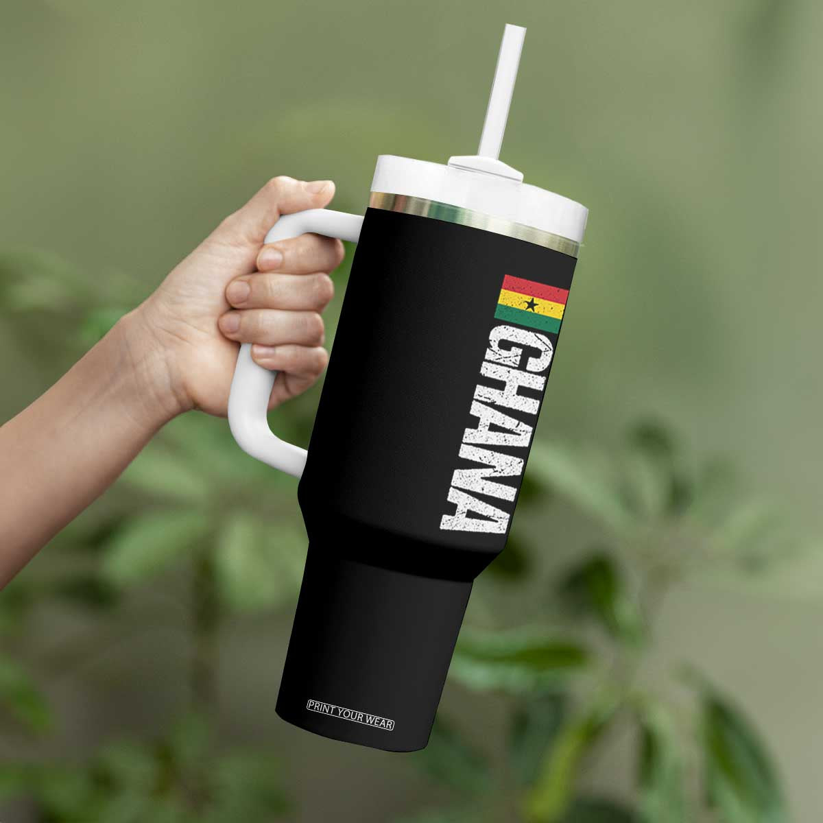 Distressed Ghana Flag Tumbler With Handle Vintage Ghanese Flag Africa Ghanaian Heritage