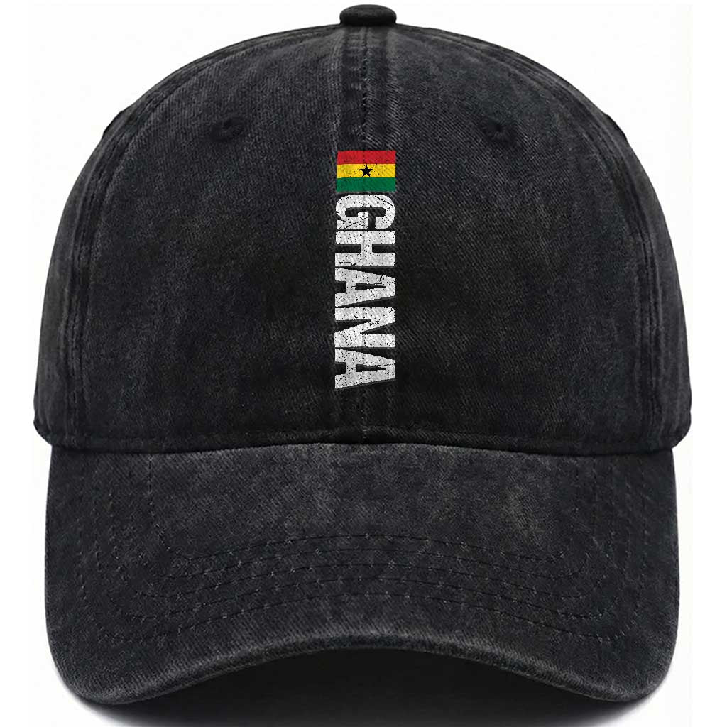 Distressed Ghana Flag Washed Cotton Baseball Cap Vintage Ghanese Flag Africa Ghanaian Heritage