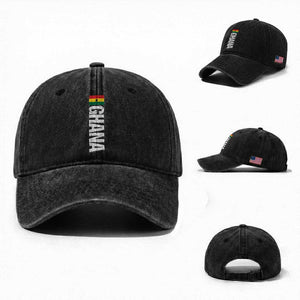 Distressed Ghana Flag Washed Cotton Baseball Cap Vintage Ghanese Flag Africa Ghanaian Heritage