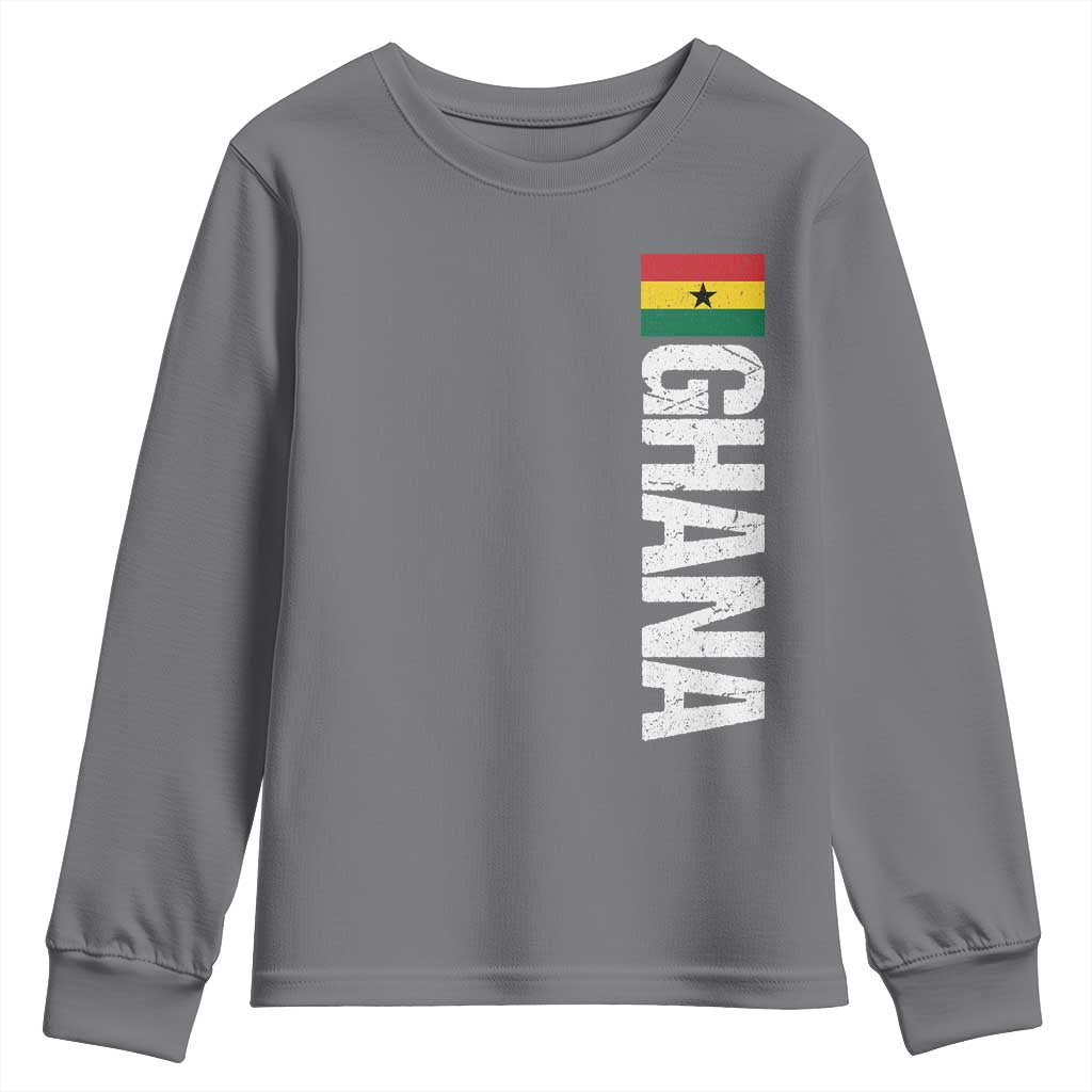 Distressed Ghana Flag Youth Sweatshirt Vintage Ghanese Flag Africa Ghanaian Heritage
