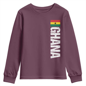 Distressed Ghana Flag Youth Sweatshirt Vintage Ghanese Flag Africa Ghanaian Heritage