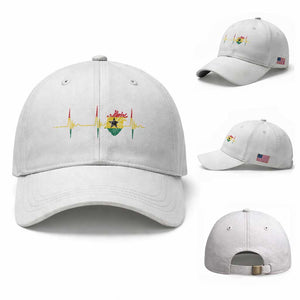 Heart Ghana Flag Baseball Cap Heartbeat EKG Pulse Proud Ghanaian