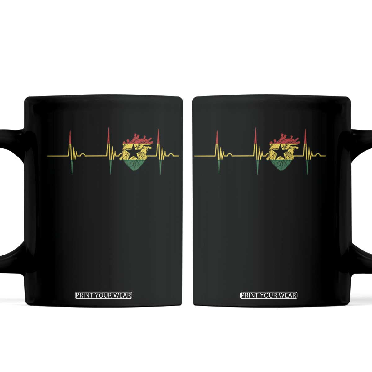 Heart Ghana Flag Coffee Mug Heartbeat EKG Pulse Proud Ghanaian