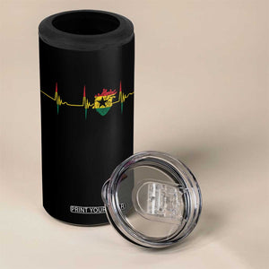 Heart Ghana Flag 4 in 1 Can Cooler Tumbler Heartbeat EKG Pulse Proud Ghanaian