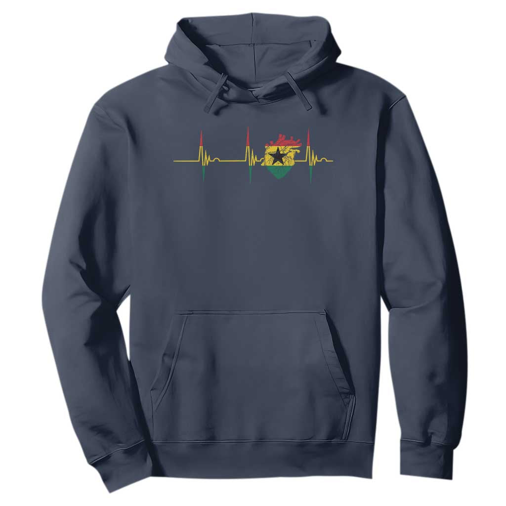 Heart Ghana Flag Hoodie Heartbeat EKG Pulse Proud Ghanaian