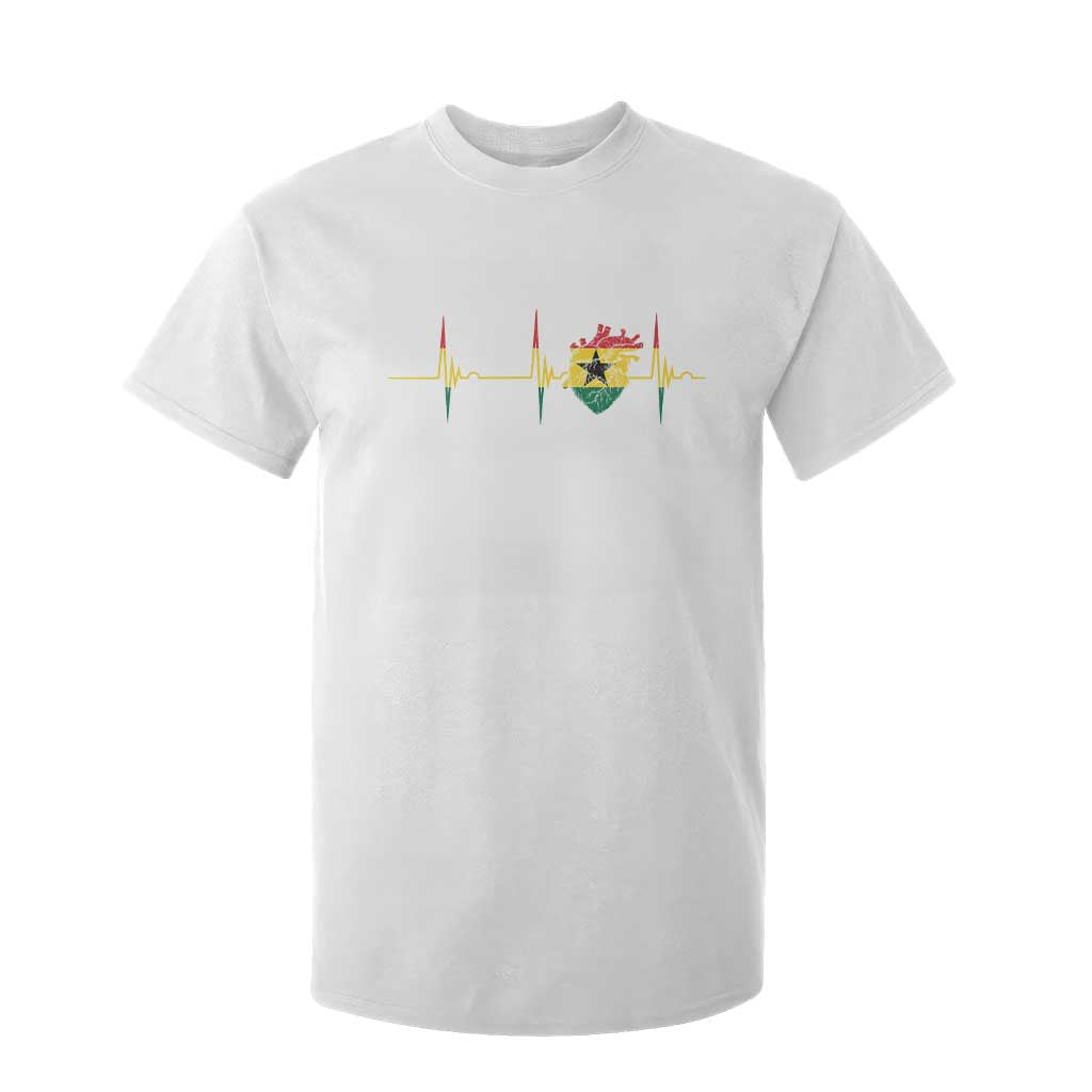 Heart Ghana Flag T Shirt For Kid Heartbeat EKG Pulse Proud Ghanaian