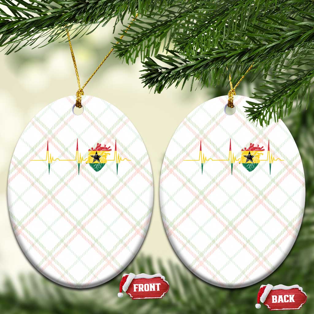 Heart Ghana Flag Ceramic Ornament Heartbeat EKG Pulse Proud Ghanaian