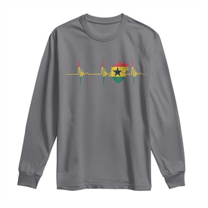 Heart Ghana Flag Long Sleeve Shirt Heartbeat EKG Pulse Proud Ghanaian