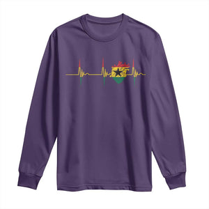 Heart Ghana Flag Long Sleeve Shirt Heartbeat EKG Pulse Proud Ghanaian