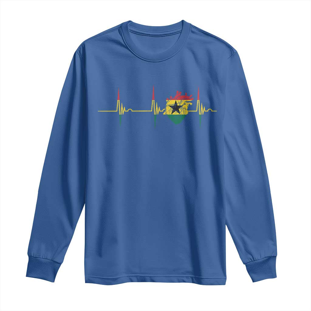 Heart Ghana Flag Long Sleeve Shirt Heartbeat EKG Pulse Proud Ghanaian