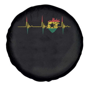 Heart Ghana Flag Spare Tire Cover Heartbeat EKG Pulse Proud Ghanaian