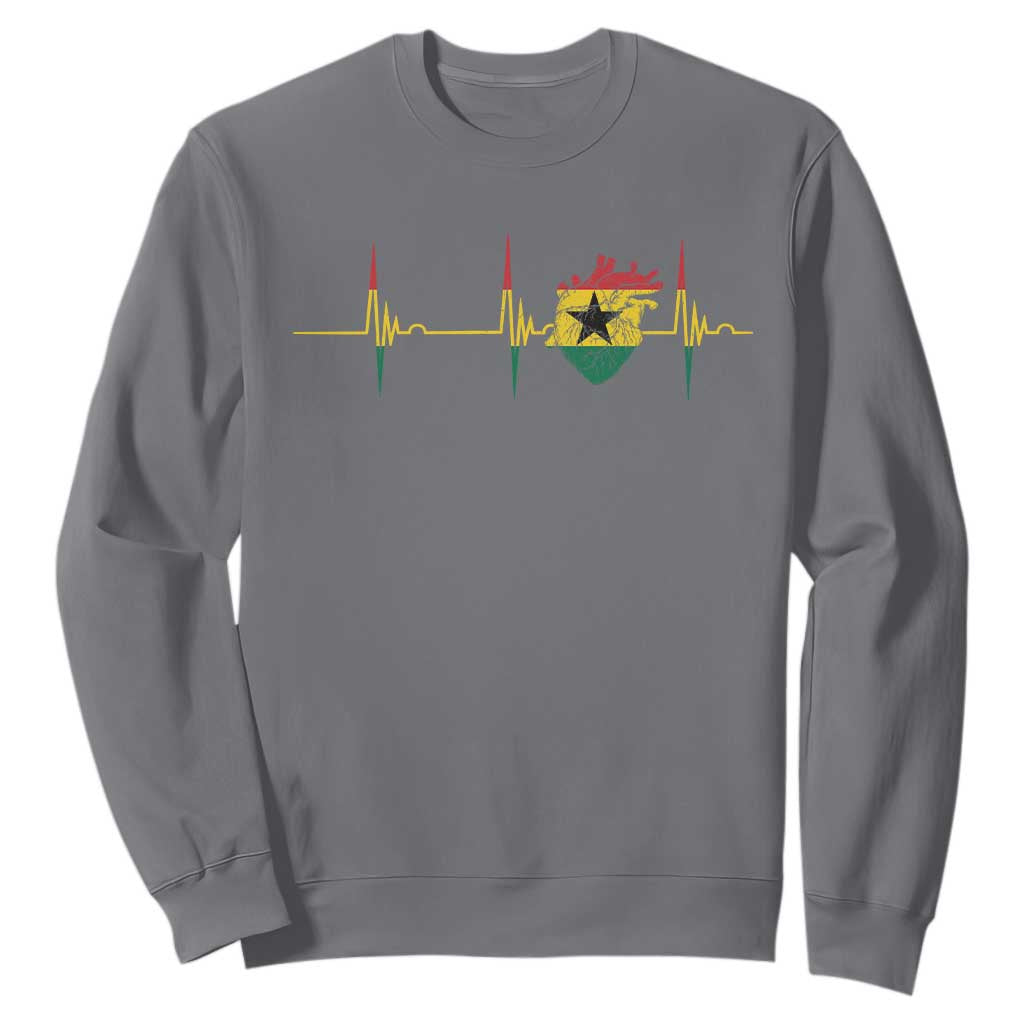 Heart Ghana Flag Sweatshirt Heartbeat EKG Pulse Proud Ghanaian