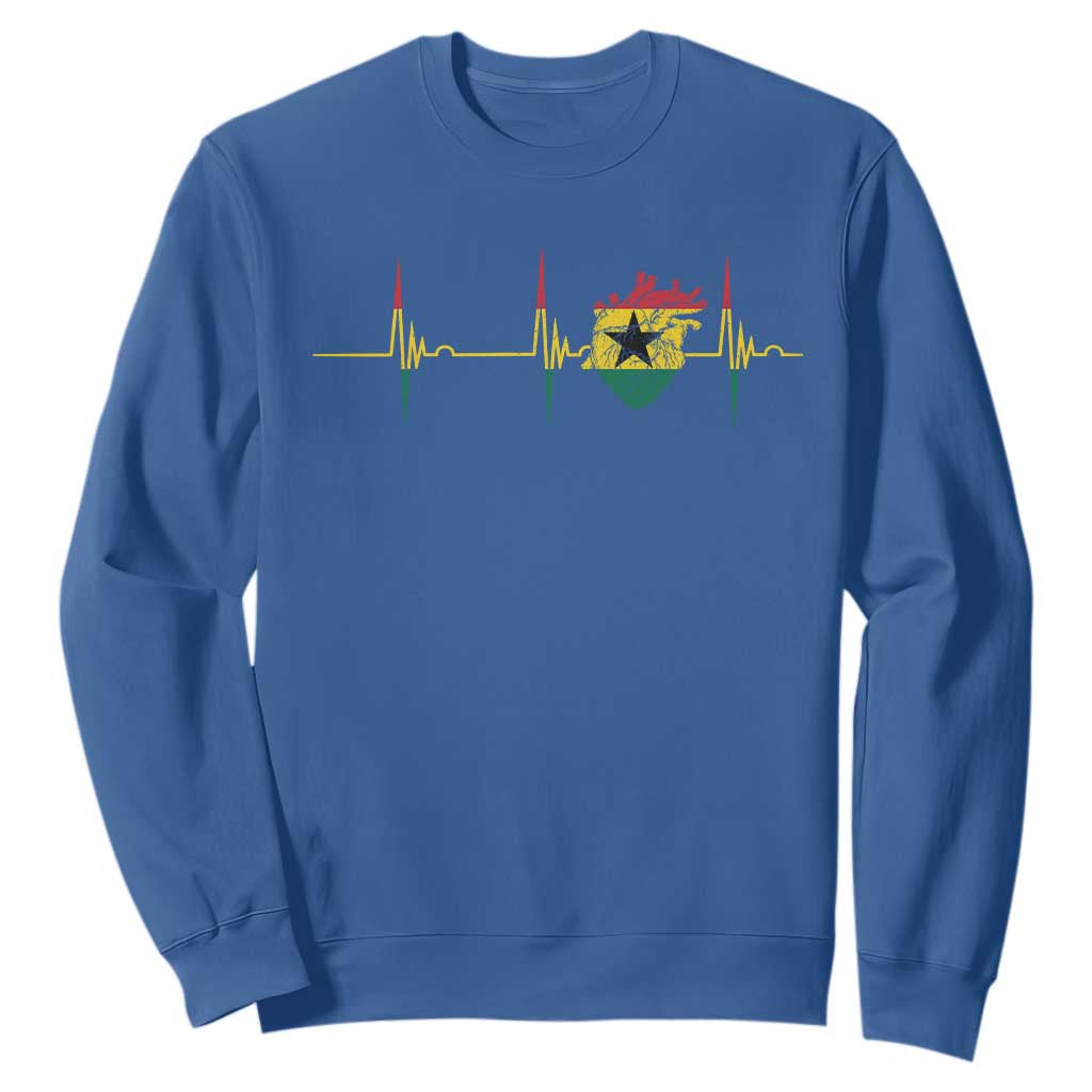 Heart Ghana Flag Sweatshirt Heartbeat EKG Pulse Proud Ghanaian