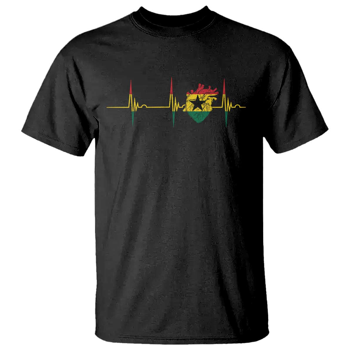 Heart Ghana Flag T Shirt Heartbeat EKG Pulse Proud Ghanaian