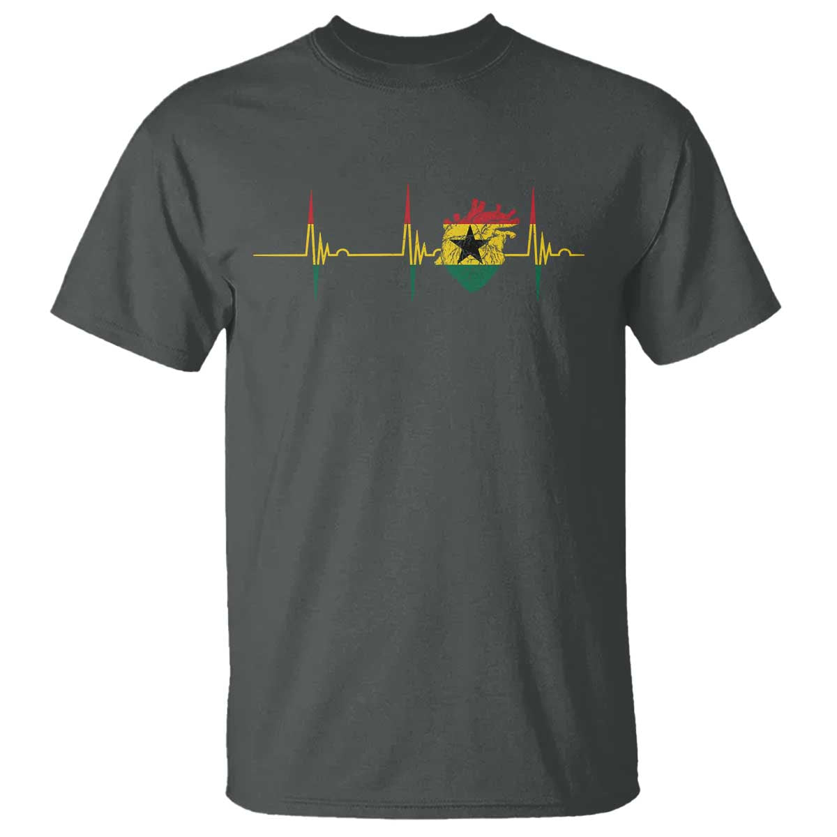 Heart Ghana Flag T Shirt Heartbeat EKG Pulse Proud Ghanaian