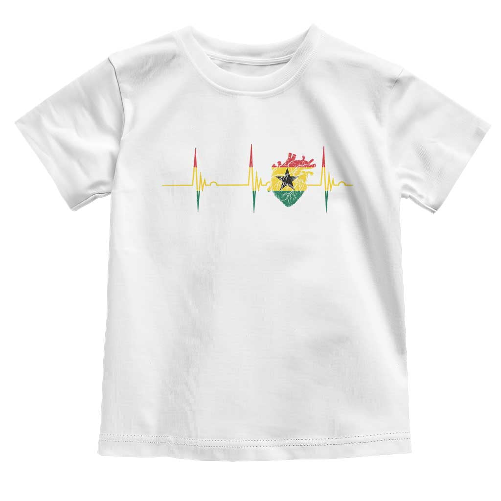 Heart Ghana Flag Toddler T Shirt Heartbeat EKG Pulse Proud Ghanaian