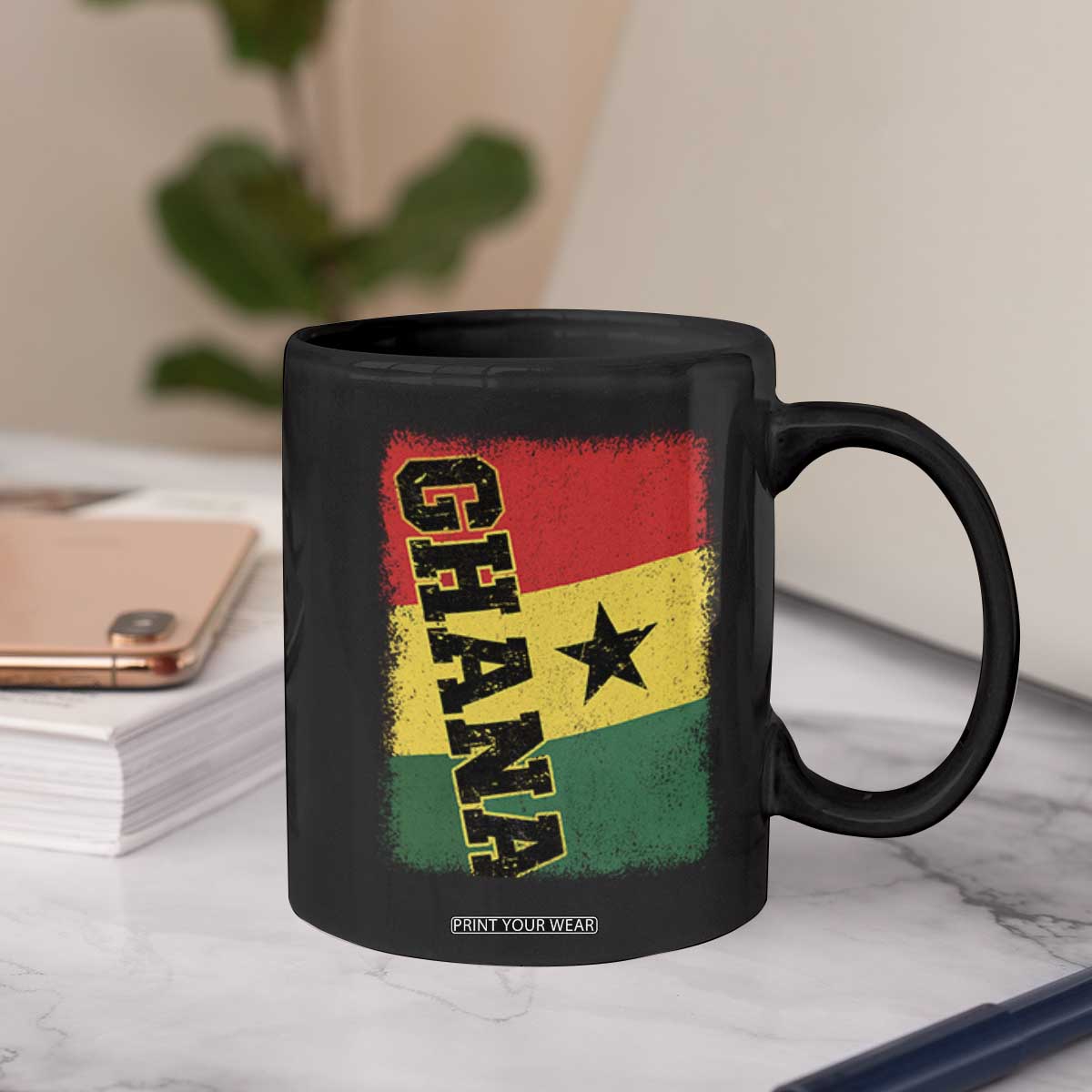 Vintage Distressed Ghana Flag Coffee Mug Ghanaian Heritage Africa Ghanese Roots