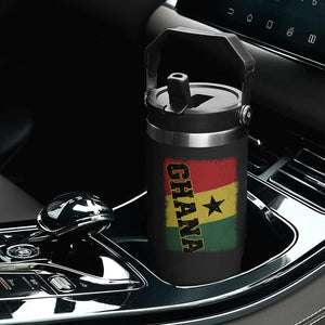 Vintage Distressed Ghana Flag Flip Straw Tumbler Ghanaian Heritage Africa Ghanese Roots
